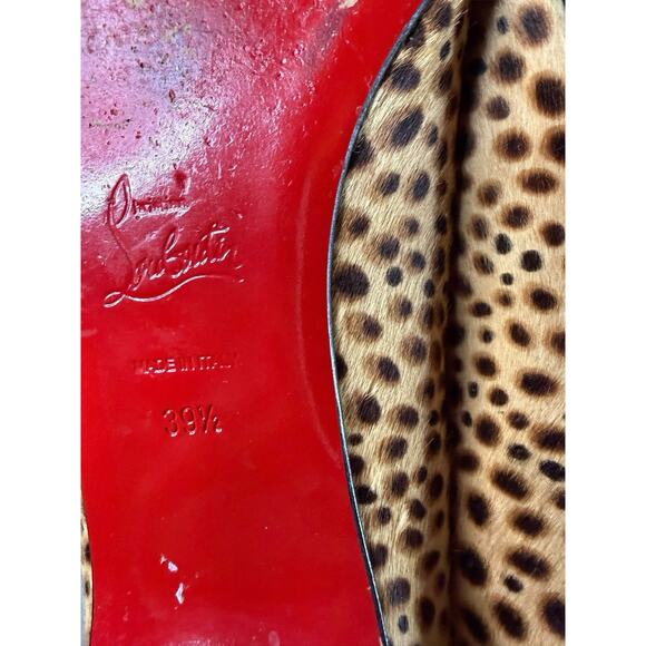 Christian Louboutin Leopard Pony Hair Ballet Flats Black Bow Size 39.5 - Picture 9 of 9